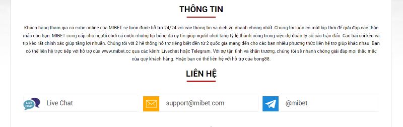 Có thể liên lạc  với CSKH của Mibet qua những cách nào?